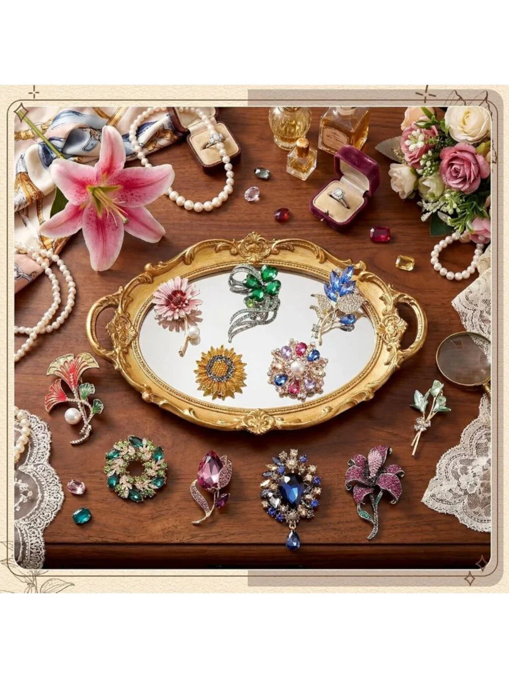 16 Pcs Vintage Rhinestone Animal & Plant Brooch Set - Perfect Gifts for Women